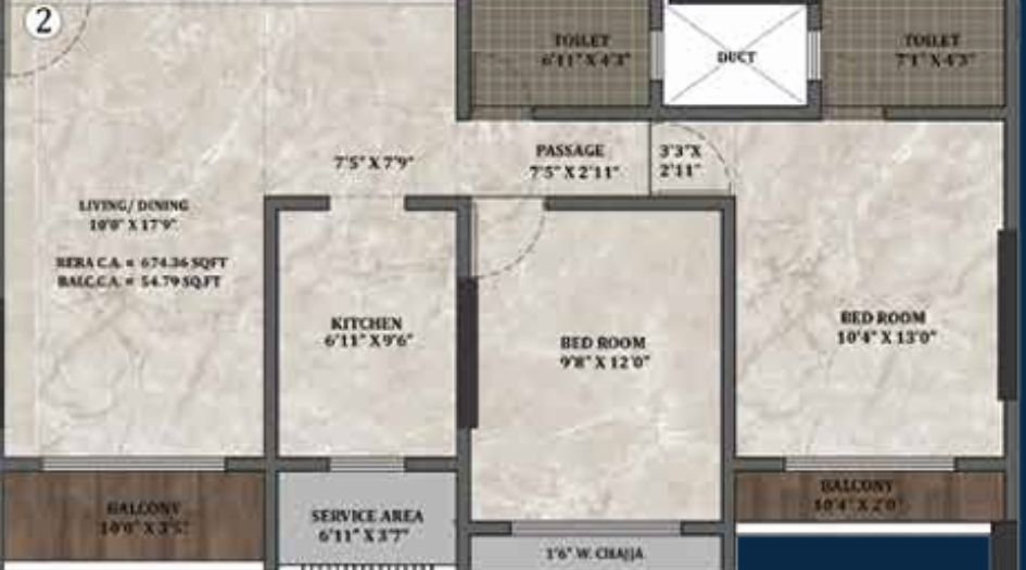 Prithvi-Pearl-2BHK-674sqft-Unit-Plan